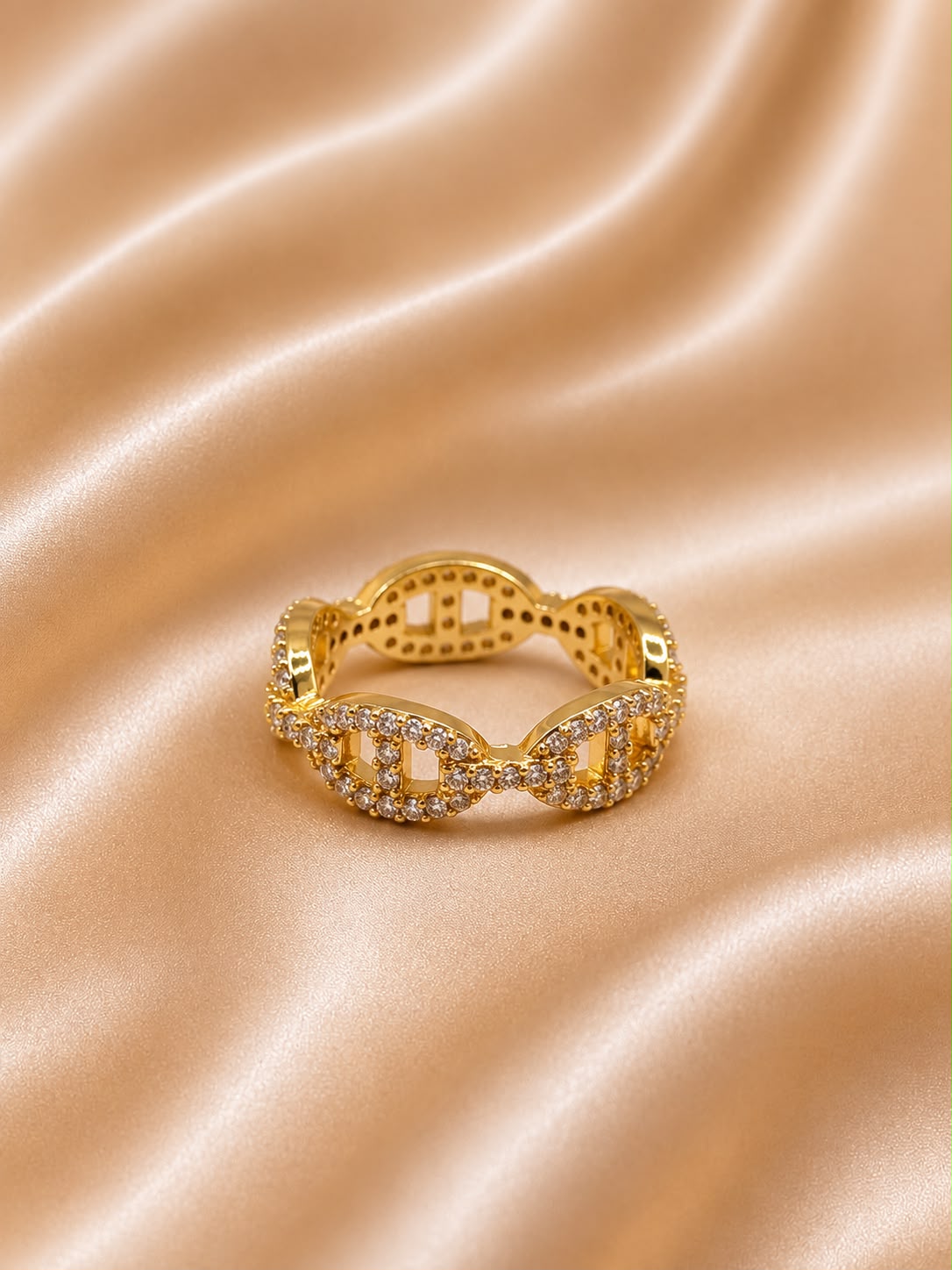 Celeste Pavé Link Gold-Filled Ring