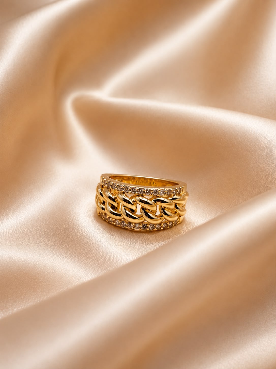 Aurelia Chain Pavé Gold-Filled Ring
