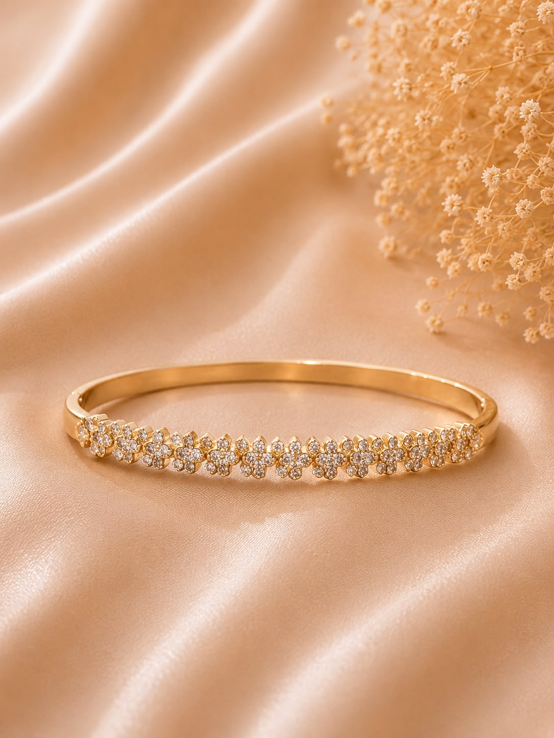 Floral Sparkle Bangle Bracelet