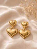 Double Heart Drop Earrings