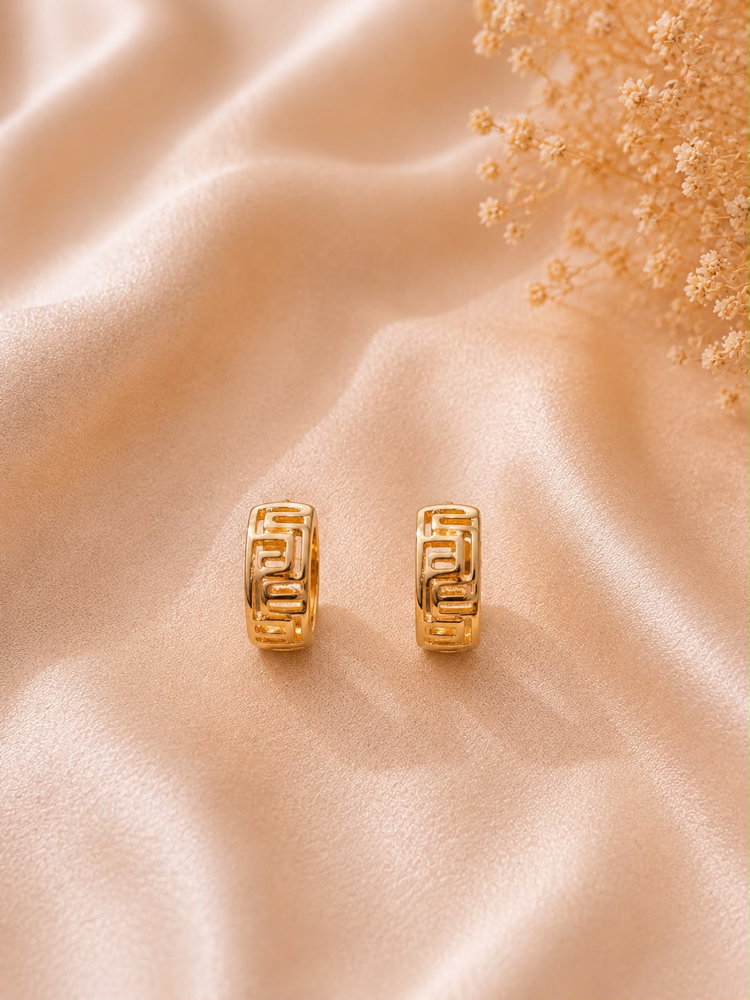 Greek Key Huggie Hoop Earrings
